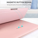 3-in-1 Laptop Sleeve Case with Built-in Stand & Wrist Rest, Waterproof PU Leather Notebook Cover for 13/14 Inch Laptops, Ergonomic Portable Laptop Protective Bag, Gray