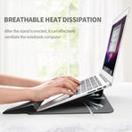 3-in-1 Laptop Sleeve Case with Built-in Stand & Wrist Rest, Waterproof PU Leather Notebook Cover for 13/14 Inch Laptops, Ergonomic Portable Laptop Protective Bag, Gray