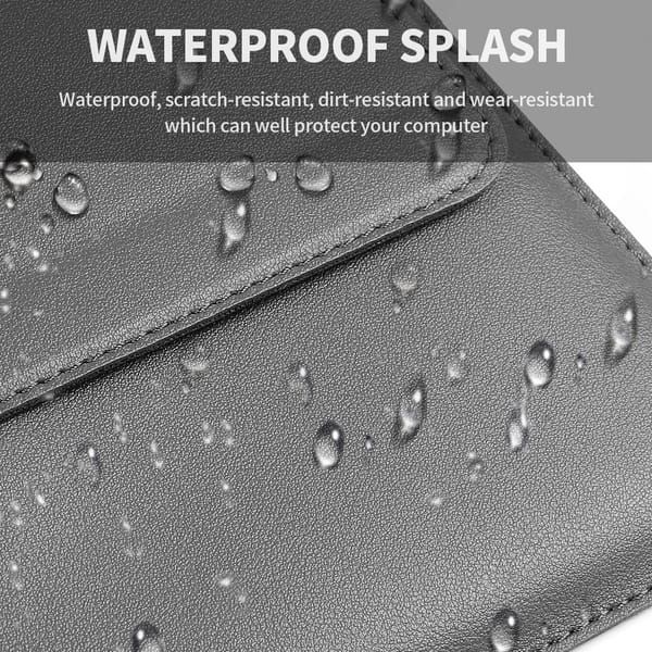 3-in-1 Laptop Sleeve Case with Built-in Stand & Wrist Rest, Waterproof PU Leather Notebook Cover for 13/14 Inch Laptops, Ergonomic Portable Laptop Protective Bag, Gray