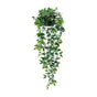 Artificial Hanging Mandevilla Plant with Pot, Fake Trailing Green Vine Potted Plant, Low Maintenance Faux Greenery for Indoor Wall Balcony Home Decor