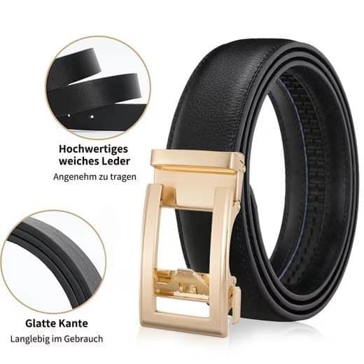 Unisex Double‑Sided Leather Ratchet Belt, Hole‑Free Adjustable Alloy Buckle for Men & Women(Brown）
