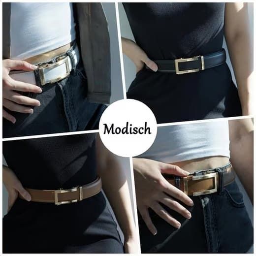Unisex Double‑Sided Leather Ratchet Belt, Hole‑Free Adjustable Alloy Buckle for Men & Women(Brown）