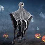 Hanging Skeleton Reaper Ghost Decoration, Reusable Halloween Prop for Haunted House & Party
