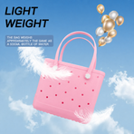 Waterproof Hexagon Mesh Beach Bag - Large Capacity Travel Storage Tote for Swimwear Towel Sunglasses - Pink Medium 37x32x13cm