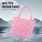 Waterproof Hexagon Mesh Beach Bag - Large Capacity Travel Storage Tote for Swimwear Towel Sunglasses - Pink Medium 37x32x13cm