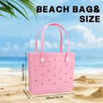 Waterproof Hexagon Mesh Beach Bag - Large Capacity Travel Storage Tote for Swimwear Towel Sunglasses - Pink Medium 37x32x13cm