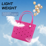 Waterproof Hexagon Mesh Beach Bag - Large Capacity Travel Storage Tote for Swimwear Towel Sunglasses - Rose Red Medium 37x32x13cm