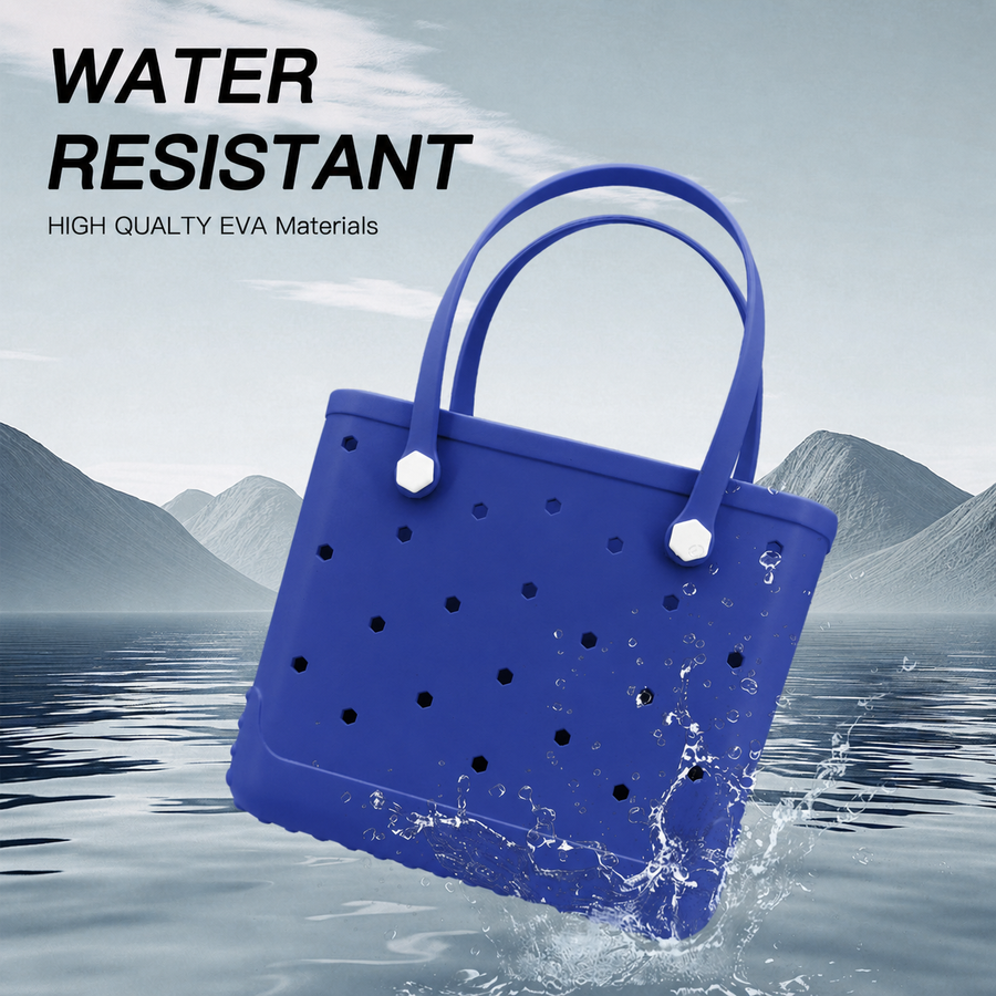 Waterproof Hexagon Mesh Beach Bag - Large Capacity Travel Storage Tote for Swimwear Towel Sunglasses - Royal Blue Medium 37x32x13cm