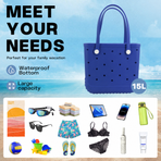 Waterproof Hexagon Mesh Beach Bag - Large Capacity Travel Storage Tote for Swimwear Towel Sunglasses - Royal Blue Medium 37x32x13cm