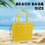 Waterproof Hexagon Mesh Beach Bag - Large Capacity Travel Storage Tote for Swimwear Towel Sunglasses - Yellow Medium 37x32x13cm