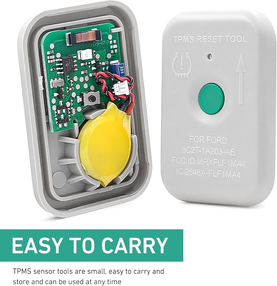 Car TPMS Programming Tool, Portable Tire Pressure Reset Device, Tire Activation Tool OEM# 8C2T-1A203-AB, Compatible with Ford F-150 Mustang Edge Escape Expedition Fiesta Ranger Taurus (White)
