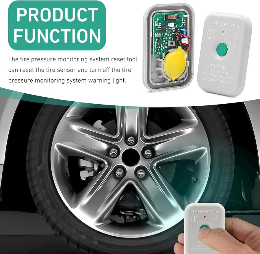 Car TPMS Programming Tool, Portable Tire Pressure Reset Device, Tire Activation Tool OEM# 8C2T-1A203-AB, Compatible with Ford F-150 Mustang Edge Escape Expedition Fiesta Ranger Taurus (White)