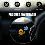 Car Air Vent Clip, 3D Stereo Cartoon Duck Decoration with Rotating Windmill, Cute Creative Dashboard Fan Outlet Trim with Adjustable Back Clip, Universal Diffuser Ornament for Cars (Yellow)