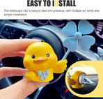 Car Air Vent Clip, 3D Stereo Cartoon Duck Decoration with Rotating Windmill, Cute Creative Dashboard Fan Outlet Trim with Adjustable Back Clip, Universal Diffuser Ornament for Cars (Yellow)