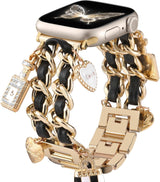 Stylish Metal Band Compatible with Apple Watch Bands for Women 40mm 38mm 41mm 44mm 42mm 45mm 46mm,Pretty Chain Strap with Apple Watch Accessories Charms for iWatch Series 11 10 9 8 7 6 5 4 3 2 1 SE