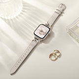 Slim Leather Band Compatible with Apple Watch Bands for Women 40mm 38mm 41mm 42mm 44mm 45mm 46mm, Top Grain Leather Band with DC-shaped Buckle for iWatch Band Series 11 10 9 8 7 6 5 4 3 2 1 SE