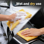 20 PCS Car Microfiber Cleaning Cloth Roll, Highly Absorbent Quick-Dry Towel with Tear Away Design, Washable Lint-Free Rag, Multi-Purpose Reusable Wash Cloth for Car Home Kitchen (Yellow)