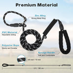 Dog Leash 6 FT with Comfortable Padded Handle, Training Loop Leash with Highly Reflective Threading for Medium Dogs, Black