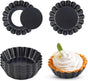4 Pack Tart Pans Tortilla Pan Set Mini Molds Carbon Steel Taco Shell for Baking 3 Inch Salad Bowl Maker with Removable Bottom NonStick Fluted Side Quiche Cakes Pies (Black)