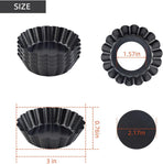 4 Pack Tart Pans Tortilla Pan Set Mini Molds Carbon Steel Taco Shell for Baking 3 Inch Salad Bowl Maker with Removable Bottom NonStick Fluted Side Quiche Cakes Pies (Black)