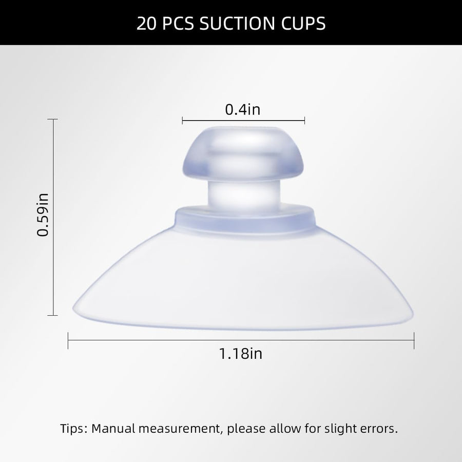20 Pack Suction Cups for Glass Plastic Sucker Pads Clear Pvc Cup with Hooks Table Transparent Anti-Collision Pad Home Decoration Desk Window (30 mm)