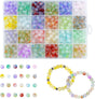 480 Piece Glass Beads - 8mm Round Crystal for Jewelry Making 24 Colors DIY Chakra Kit