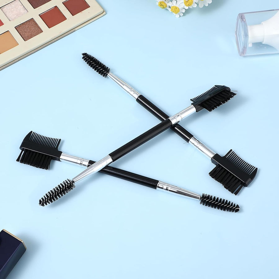 3 PCS Eyelash Shaper Eyelash Comb Separator Double Head Eyebrow Brush Black 3 Head Eyebrow Makeup Tool Different Spoolie Brushes to Separating Lashes Eliminating Mascara Clumps Grooming Brows