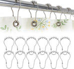 12 Shower Curtain Hooks, Suitable for Bathroom Shower rods for Rust-Proof Decorative Stainless Steel Shower Curtain Hooks, Silver