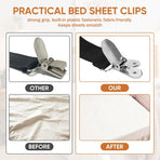 Bed Sheet Holder Straps, 2Pcs Elastic Adjustable Bed Sheet Grippers,Fitted Sheet Holder Keep Sheets in Place, Enhance Sleep Experience, Black