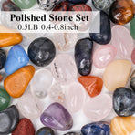 0.5LB Tumbled Stones Assorted, 0.4-0.8inch Natural Rocks Tumbled Gemstones Tumbled Chips Crystals for Healing Reiki Meditation Home Decoration Vases
