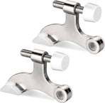 Hinge Pin Door Stopper, 2 Pcs Heavy Duty Hinge Pin Stopper, Adjustable Door Stopper with White Rubber Bumper Tips, Striking Wall Dents from Door Knobs, Silver