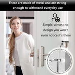 Hinge Pin Door Stopper, 2 Pcs Heavy Duty Hinge Pin Stopper, Adjustable Door Stopper with White Rubber Bumper Tips, Striking Wall Dents from Door Knobs, Silver