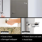 Hinge Pin Door Stopper, 2 Pcs Heavy Duty Hinge Pin Stopper, Adjustable Door Stopper with White Rubber Bumper Tips, Striking Wall Dents from Door Knobs, Silver