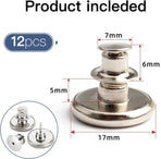 12 Sets Button Pins for Jeans, No Sew Jean Buttons Replacement,Removable Adjustable Instant Extender or Reduce Any Pants Waist (Silver)