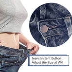 12 Sets Button Pins for Jeans, No Sew Jean Buttons Replacement,Removable Adjustable Instant Extender or Reduce Any Pants Waist (Silver)