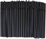 Flexible Plastic Straws Bendable for Drinking, Diameter 5 MM Length 21 CM (8.27 Inches), 100 PCS, Black, Standard Length