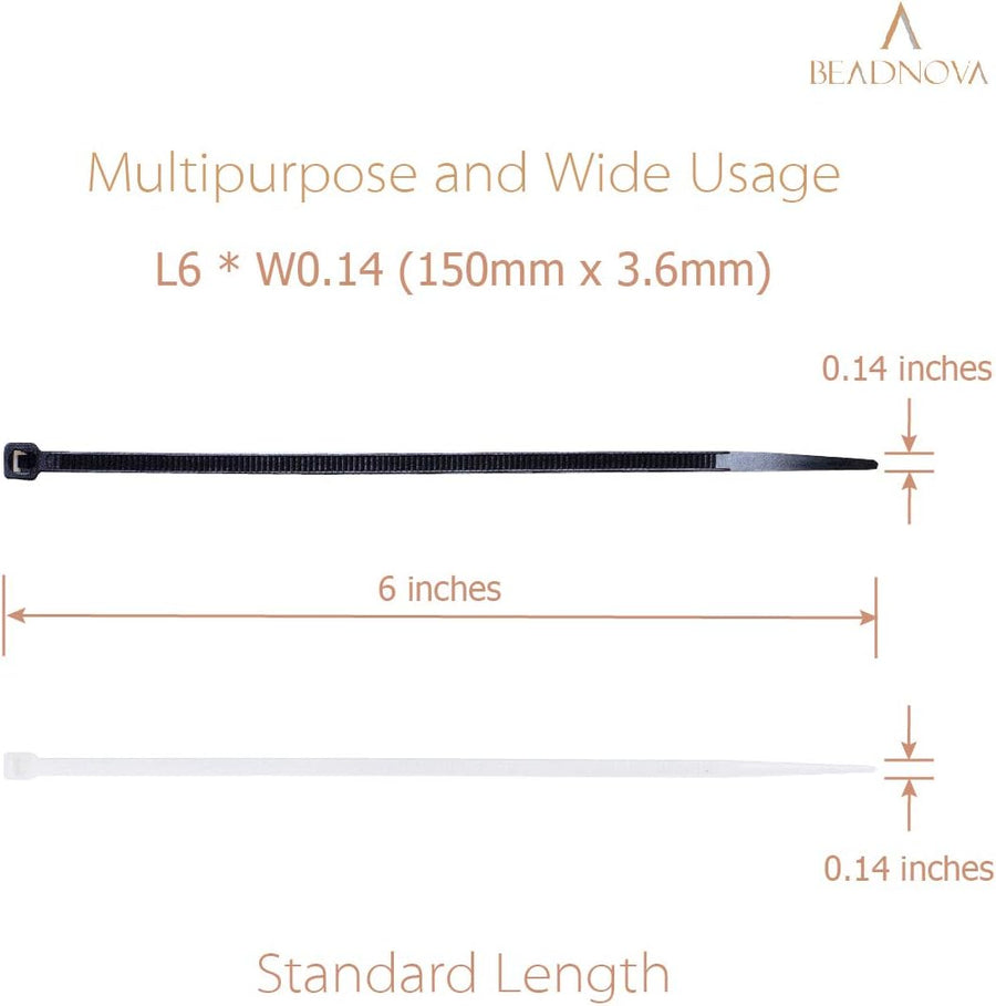Cable Ties 100 Pcs Wraps Zip Ties Heavy Duty for Multi-Purpose(6 Inch, Black and White, 50pcs for Each)