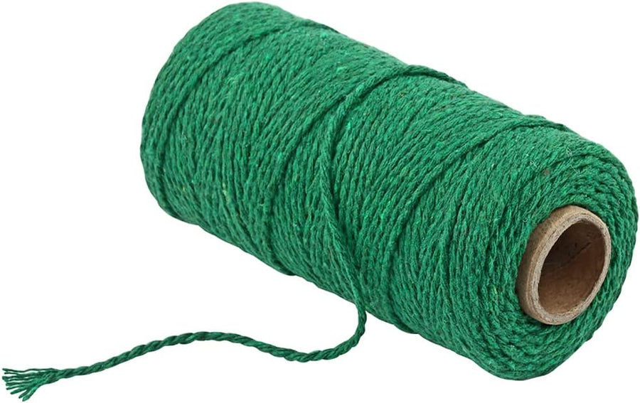 (109 Yards/1.5mm/35 Colors Optional) Cotton Baker Twine DIY Craft Macramé Natural Cotton Rope Craft Making Knitting String Rope DIY Wedding Decor Supply Christmas Wrapping(deep Green)