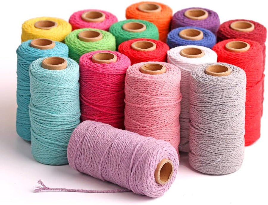 (109 Yards/1.5mm/35 Colors Optional) Cotton Baker Twine DIY Craft Macramé Natural Cotton Rope Craft Making Knitting String Rope DIY Wedding Decor Supply Christmas Wrapping(deep Green)