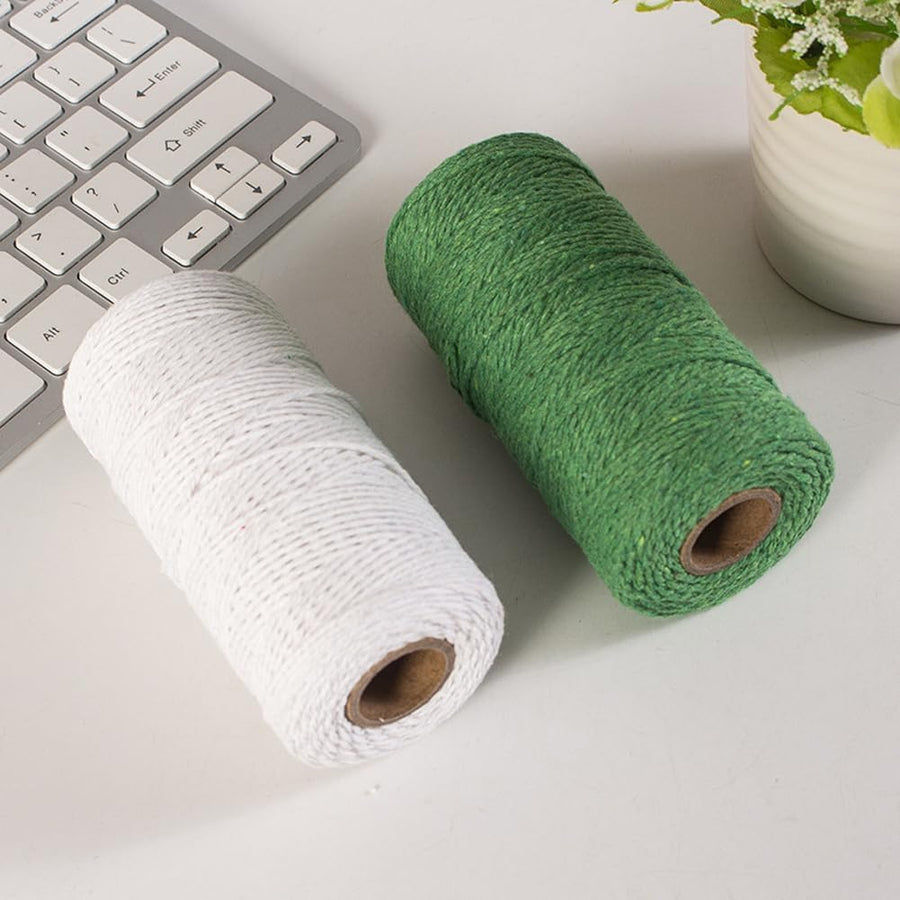 (109 Yards/1.5mm/35 Colors Optional) Cotton Baker Twine DIY Craft Macramé Natural Cotton Rope Craft Making Knitting String Rope DIY Wedding Decor Supply Christmas Wrapping(deep Green)