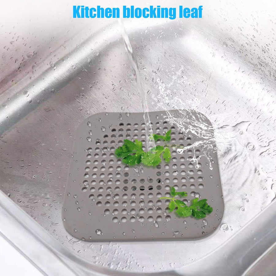 Square Drain Cover for Shower 5.7-inch TPR Drain Hair Catcher Flat Silicone Plug for Bathroom and Kitchen Filter Shower Drain Protection Flat Strainer Stopper with Suction Cups 2 Pack (White)