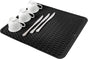 Silicone Dish Drying Mat - Drain Hole, Non-Slip, Heat Resistant, Foldable. Great for Dishes, Kitchen Sink, Counter Top, Fridge Drawer Liner or Trivet for Hot Pots. (16" X 20" | Black)