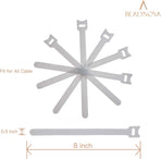 Adjustable Cable Straps Cable Ties Adjustable Cord Wire Organizer for Cord Management (8 Inches, 60 Pieces, White)