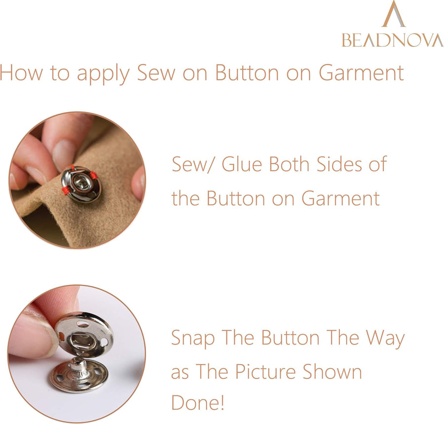 Snaps Buttons for Sewing Button Press Sewing Tools Snap Fasteners Kit for Clothes (100 Sets, 2 Colors)