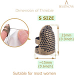 Thimbles for Hand Quilting Sewing Finger Protectors for Sewing Adjustable Metal Sewing Thimbles for Fingers Hand Embroidery Needlework Quilting Craft DIY Sewing Tools (Size S, 2 Pcs)
