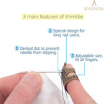 Thimbles for Hand Quilting Sewing Finger Protectors for Sewing Adjustable Metal Sewing Thimbles for Fingers Hand Embroidery Needlework Quilting Craft DIY Sewing Tools (Size S, 2 Pcs)