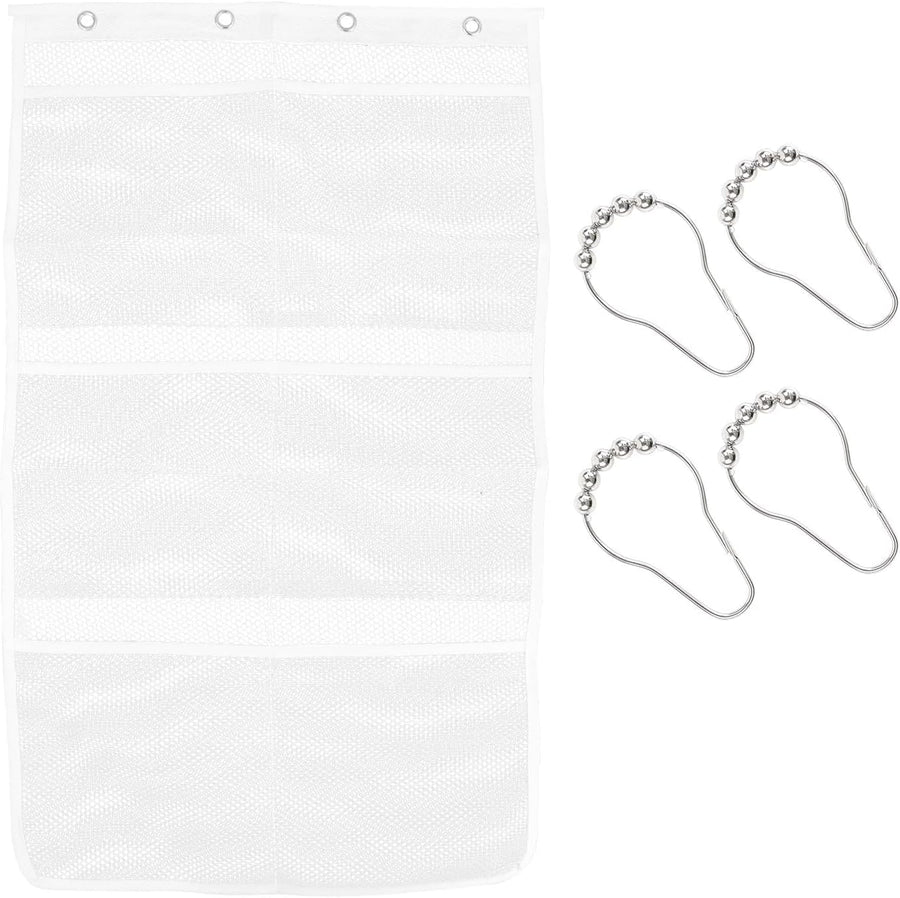 Shower Organizer, 23.6x13 inch Mesh Shower Caddy with 4 Metal Loop Hook, 6 Pockets Hanging Organizer to Hold Shampoo, Soap, Loofah (1 Pack)