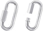 2 Pack M5 D-Shape Silver Steel Quick Link Carabiner, Chain Hooks for Outdoor Traveling Equipment, Connecting Hammock (M5-1.9 Inch / 4.8 cm)