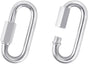 2 Pack M6 D-Shape Silver Stainless Steel Screw Lock Carabiner, Chain Hooks for Outdoor Traveling Equipment, Connecting Hammock (M6-2.2 Inch / 5.6 cm)