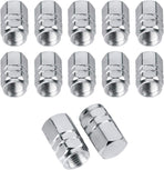 Valve Stem Caps Aluminum Chrome Caps for Tires Valve (12pcs Pack,Silver)